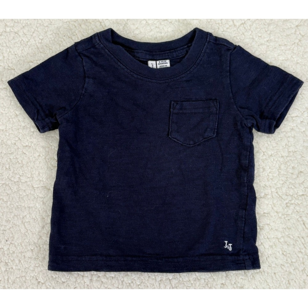Janie and Jack Navy Blue Slub Knit Pocket T-Shirt 6-12 Months